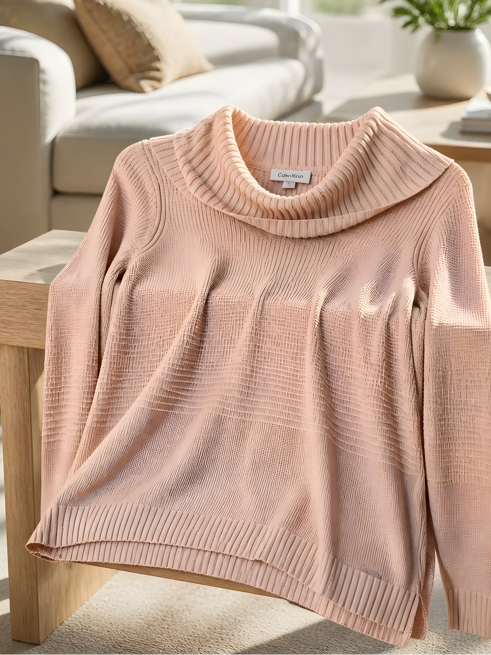 Calvin Klein Women's Dusty Pink Cowl-Neck Sweater